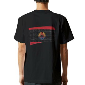 tシャツ メンズ 半袖 バックプリント ブラック デザイン XS S M L XL 2XL ティーシャツ T shirt 018450 french-polynesia フランス領ポリネシア