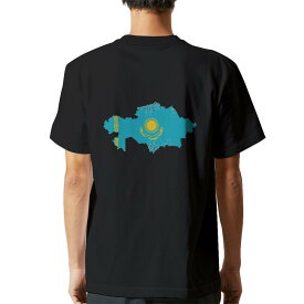 tシャツ メンズ 半袖 バックプリント ブラック デザイン XS S M L XL 2XL ティーシャツ T shirt 018861 kazakhstan カザフスタン