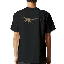tシャツ メンズ 半袖 バックプリント ブラック デザイン XS S M L XL 2XL ティーシャツ T shirt 019792 恐竜 Guanlong グアンロン