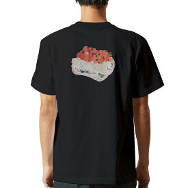 tシャツ メンズ 半袖 バックプリント ブラック デザイン XS S M L XL 2XL ティーシャツ T shirt 019912 お寿司 Sushi ご飯