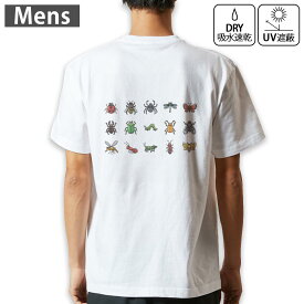 メンズ ドライバックプリントTシャツ ホワイト 半袖 4.1オンス ジム トレーニング スポーツ 運動会 ドライアスレチック UVカット 紫外線遮蔽 吸水速乾 デザイン Tshirt S M L XL 2XL 3XL 4XL 5XL 6XL 013485 虫　昆虫　テントウムシ