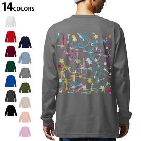 選べる14カラー バックプリント メンズ レディース ユニセックス unisex 長袖 デザイン XS S M L XL 2XL Tシャツ ロング ティーシャツ T shirt 007230 カラフル　ハート
