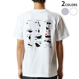 Tシャツ メンズ バックプリント半袖 ホワイト グレー デザイン XS S M L XL 2XL tシャツ ティーシャツ T shirt 003441 外国　国旗　地図