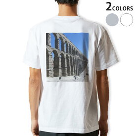 Tシャツ メンズ バックプリント半袖 ホワイト グレー デザイン XS S M L XL 2XL tシャツ ティーシャツ T shirt 022877 写真　建築物