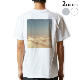 Tシャツ メンズ バックプリント半袖 ホワイト グレー デザイン XS S M L XL 2XL tシャツ ティーシャツ T shirt 023204 砂漠　写真