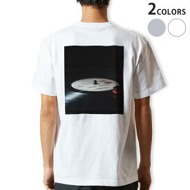 Tシャツ メンズ バックプリント半袖 ホワイト グレー デザイン XS S M L XL 2XL tシャツ ティーシャツ T shirt 023598 音楽　レコード