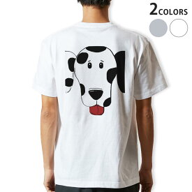 Tシャツ メンズ バックプリント半袖 ホワイト グレー デザイン XS S M L XL 2XL tシャツ ティーシャツ T shirt 026185 動物　犬　ダルメシアン