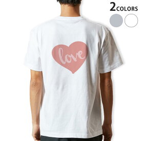 Tシャツ メンズ バックプリント半袖 ホワイト グレー デザイン XS S M L XL 2XL tシャツ ティーシャツ T shirt 031865 ラブ ハート シンプル