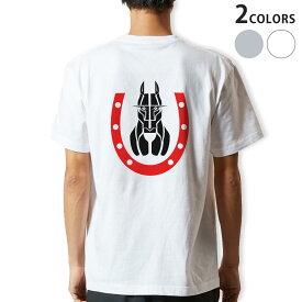 Tシャツ メンズ バックプリント半袖 ホワイト グレー デザイン XS S M L XL 2XL tシャツ ティーシャツ T shirt 006502 馬　赤　レッド