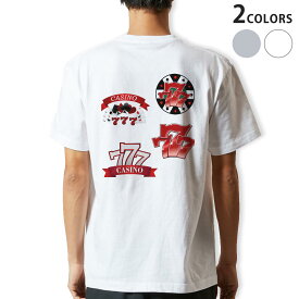 Tシャツ メンズ バックプリント半袖 ホワイト グレー デザイン XS S M L XL 2XL tシャツ ティーシャツ T shirt 008919 赤　レッド　カジノ　スロット