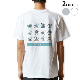 Tシャツ メンズ バックプリント半袖 ホワイト グレー デザイン XS S M L XL 2XL tシャツ ティーシャツ T shirt 010125 ロボット　英語　青