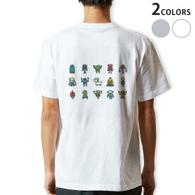 Tシャツ メンズ バックプリント半袖 ホワイト グレー デザイン XS S M L XL 2XL tシャツ ティーシャツ T shirt 013481 ロボット　ロケット　犬