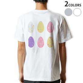 Tシャツ メンズ バックプリント半袖 ホワイト グレー デザイン XS S M L XL 2XL tシャツ ティーシャツ T shirt 015330 イースター たまご とり ケーキ パステル