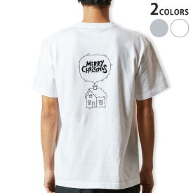 Tシャツ メンズ バックプリント半袖 ホワイト グレー デザイン XS S M L XL 2XL tシャツ ティーシャツ T shirt 015485 クリスマス　家