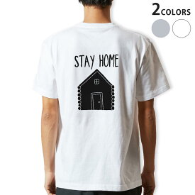 Tシャツ メンズ バックプリント半袖 ホワイト グレー デザイン XS S M L XL 2XL tシャツ ティーシャツ T shirt 017526 stay home 家