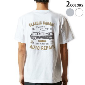 Tシャツ メンズ バックプリント半袖 ホワイト グレー デザイン XS S M L XL 2XL tシャツ ティーシャツ T shirt 017530 車　ヴィンテージ　レトロ