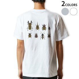 Tシャツ メンズ バックプリント半袖 ホワイト グレー デザイン XS S M L XL 2XL tシャツ ティーシャツ T shirt 017770 昆虫　虫　カブトムシ　クワガタ