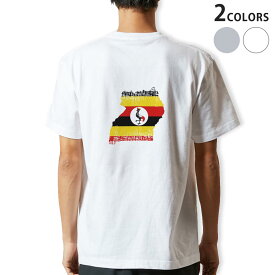 Tシャツ メンズ バックプリント半袖 ホワイト グレー デザイン XS S M L XL 2XL tシャツ ティーシャツ T shirt 018974 uganda ウガンダ