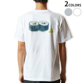 Tシャツ メンズ バックプリント半袖 ホワイト グレー デザイン XS S M L XL 2XL tシャツ ティーシャツ T shirt 019856 お寿司 Sushi ご飯