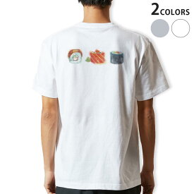 Tシャツ メンズ バックプリント半袖 ホワイト グレー デザイン XS S M L XL 2XL tシャツ ティーシャツ T shirt 019859 お寿司 Sushi ご飯