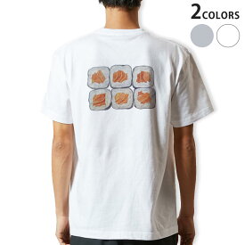 Tシャツ メンズ バックプリント半袖 ホワイト グレー デザイン XS S M L XL 2XL tシャツ ティーシャツ T shirt 019867 お寿司 Sushi ご飯