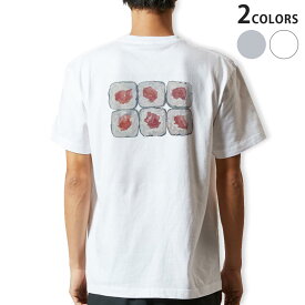 Tシャツ メンズ バックプリント半袖 ホワイト グレー デザイン XS S M L XL 2XL tシャツ ティーシャツ T shirt 019871 お寿司 Sushi ご飯