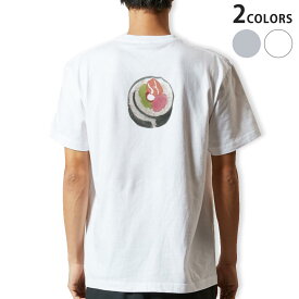 Tシャツ メンズ バックプリント半袖 ホワイト グレー デザイン XS S M L XL 2XL tシャツ ティーシャツ T shirt 019890 お寿司 Sushi ご飯