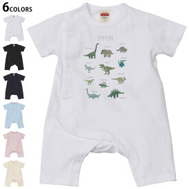 選べる6カラー ロンパース カバーオール 赤ちゃん 半袖 デザイン 70cm 80cm　rompers ベビー 新生児 キッズ 70サイズ 80サイズ ギフト マタニティ 妊婦 出産祝い プレママ ティーシャツ T shirt 017553 ダイナソー　恐竜　Dinosaur　表