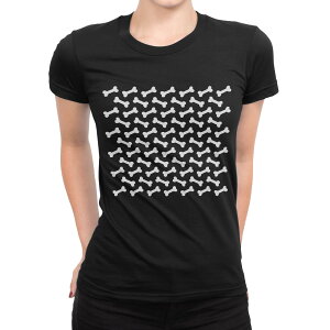 tシャツ レディース 半袖 ブラック 黒 デザイン M L Tシャツ ティーシャツ T shirt 022571 骨 犬