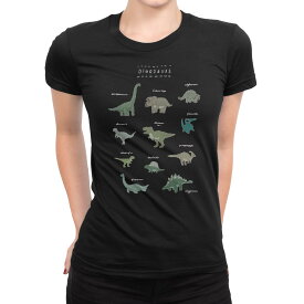 tシャツ レディース 半袖 ブラック 黒 デザイン M L Tシャツ ティーシャツ T shirt 017553 ダイナソー　恐竜　Dinosaur　表
