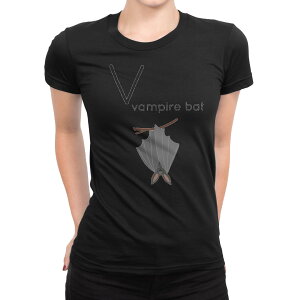 t�V���c ���f�B�[�X ���� �u���b�N �� �f�U�C�� M L T�V���c �e�B�[�V���c T shirt 019955 V vampire bat