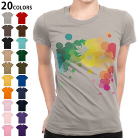 選べる20カラー tシャツ レディース 半袖 デザイン M L Tシャツ ティーシャツ T shirt 000131 カラフル　お花　トロピカル
