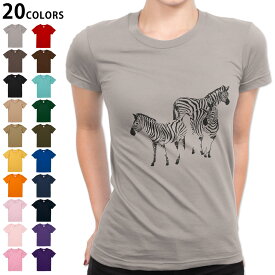 選べる20カラー tシャツ レディース 半袖 デザイン S M L Tシャツ ティーシャツ T shirt 011130 動物　シマウマ　シンプル