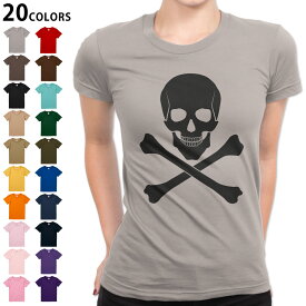 選べる20カラー tシャツ レディース 半袖 デザイン S M L Tシャツ ティーシャツ T shirt 011644 ドクロ　骸骨　黒