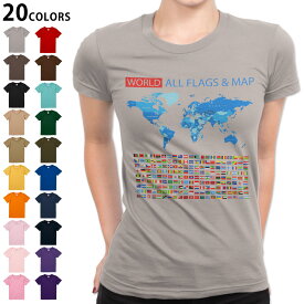 選べる20カラー tシャツ レディース 半袖 デザイン S M L Tシャツ ティーシャツ T shirt 012898 国旗　地図　世界