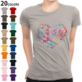 選べる20カラー tシャツ レディース 半袖 デザイン S M L Tシャツ ティーシャツ T shirt 013471 花　花柄　ハート