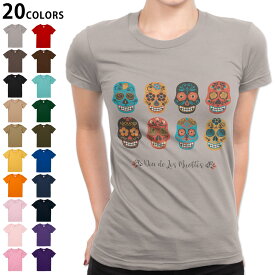 選べる20カラー tシャツ レディース 半袖 デザイン S M L Tシャツ ティーシャツ T shirt 015373 スカル　骸骨