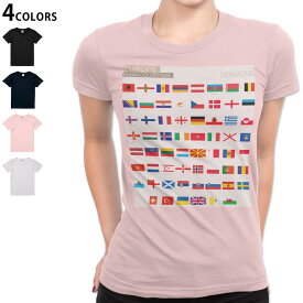レディース Tシャツ 半袖 綿100％ カットソー プリント オリジナル デザイン 選べる4カラー M L 015769 国旗 かわいい カラフル