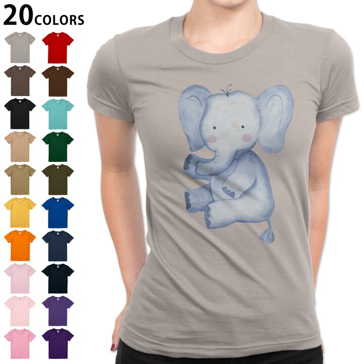 楽天市場 選べるカラー Tシャツ レディース 半袖 デザイン S M L Tシャツ ティーシャツ T Shirt アニマル 像 ゾウ かわいい Kabeコレ