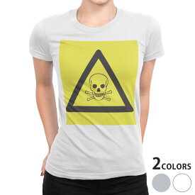 tシャツ レディース 半袖 白地 デザイン S M L XL Tシャツ ティーシャツ T shirt 000041 ユニーク 危険　看板　ガイコツ