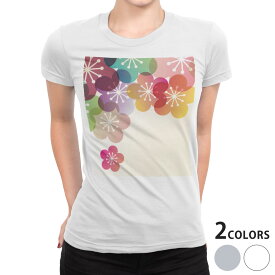 tシャツ レディース 半袖 白地 デザイン S M L XL Tシャツ ティーシャツ T shirt 000214 フラワー 日本語・和柄 和柄　梅　はな　花