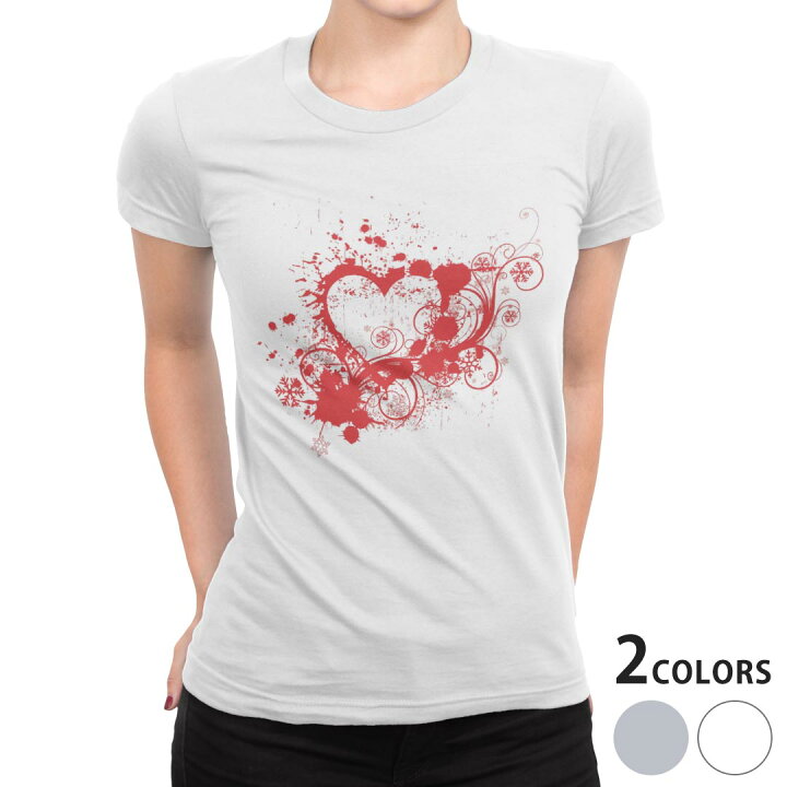 楽天市場 Tシャツ レディース 半袖 白地 デザイン S M L Xl Tシャツ ティーシャツ T Shirt ラブリー ハート イラスト Kabeコレ