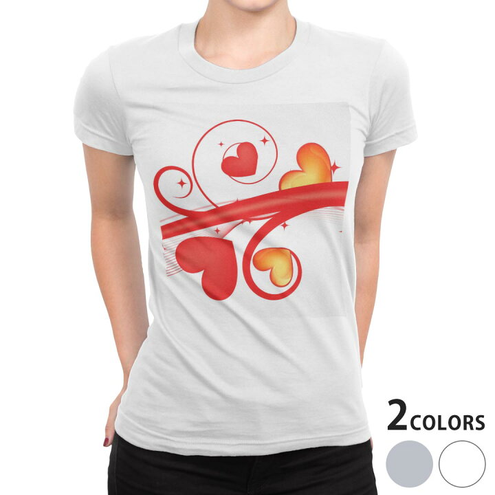 楽天市場 Tシャツ レディース 半袖 白地 デザイン S M L Xl Tシャツ ティーシャツ T Shirt 0002 ラブリー ハート デザイン Kabeコレ