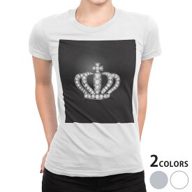 tシャツ レディース 半袖 白地 デザイン S M L XL Tシャツ ティーシャツ T shirt 000426 ラグジュアリー クラウン　王冠　ダイヤ