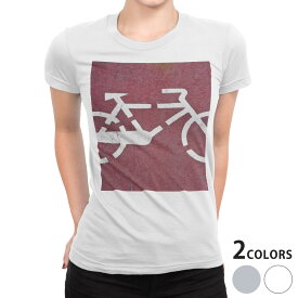 tシャツ レディース 半袖 白地 デザイン S M L XL Tシャツ ティーシャツ T shirt 001123 ユニーク 自転車　道路