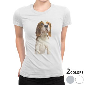 tシャツ レディース 半袖 白地 デザイン S M L XL Tシャツ ティーシャツ T shirt 001147 アニマル 犬　ビーグル