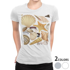 tシャツ レディース 半袖 白地 デザイン S M L XL Tシャツ ティーシャツ T shirt 001357 ユニーク 貝