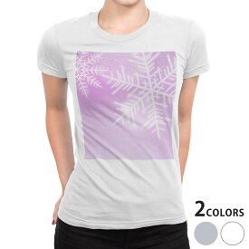 tシャツ レディース 半袖 白地 デザイン S M L XL Tシャツ ティーシャツ T shirt 001437 フラワー 雪の結晶　冬　シャボン玉