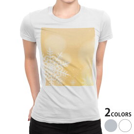 tシャツ レディース 半袖 白地 デザイン S M L XL Tシャツ ティーシャツ T shirt 001438 フラワー 雪の結晶　冬　シャボン玉