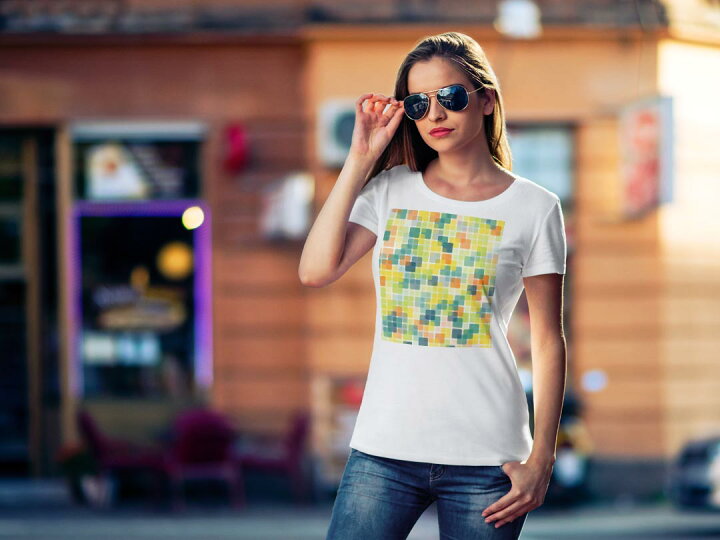 楽天市場 Tシャツ レディース 半袖 白地 デザイン S M L Xl Tシャツ ティーシャツ T Shirt チェック ボーダー イエロー 黄色 模様 四角 Kabeコレ 楽天市場 Tシャツ レディース 半袖 白地 デザイン S M L Xl Tシャツ ティーシャツ T Shirt チェック ボーダー イエロー 黄色 模様 四角 Kabeコレ